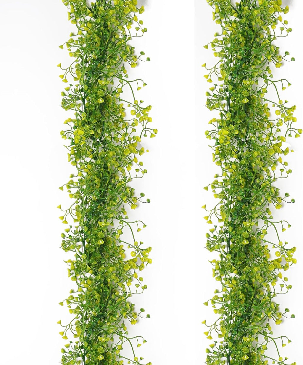 RECUTMS Artificial Hanging Plant 2Pcs 5.6Ft Fake Garland Plant Greenery Faux Ferns Leaves Ivy Garland for Home Indoor Outdoor Wedding Farmhouse Mantle Table Centerpiece Party Garden Decor(Yellow)