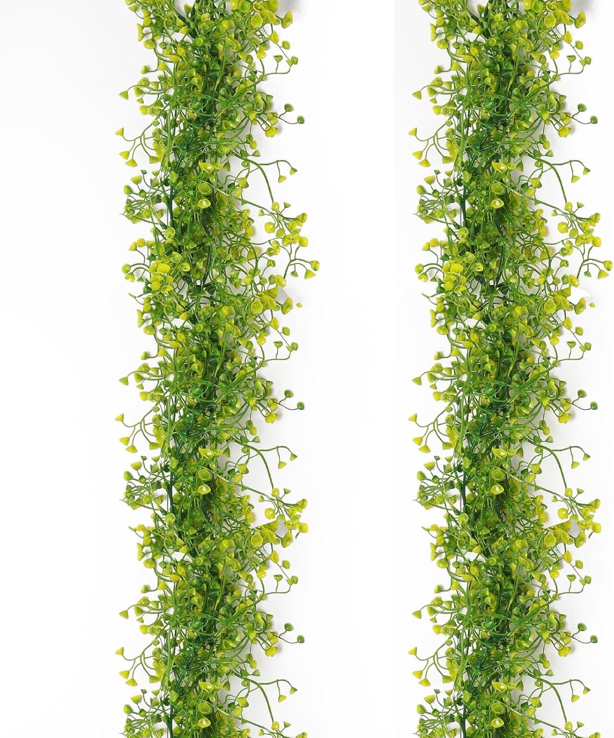 RECUTMS Artificial Hanging Plant 2Pcs 5.6Ft Fake Garland Plant Greenery Faux Ferns Leaves Ivy Garland for Home Indoor Outdoor Wedding Farmhouse Mantle Table Centerpiece Party Garden Decor(Yellow)