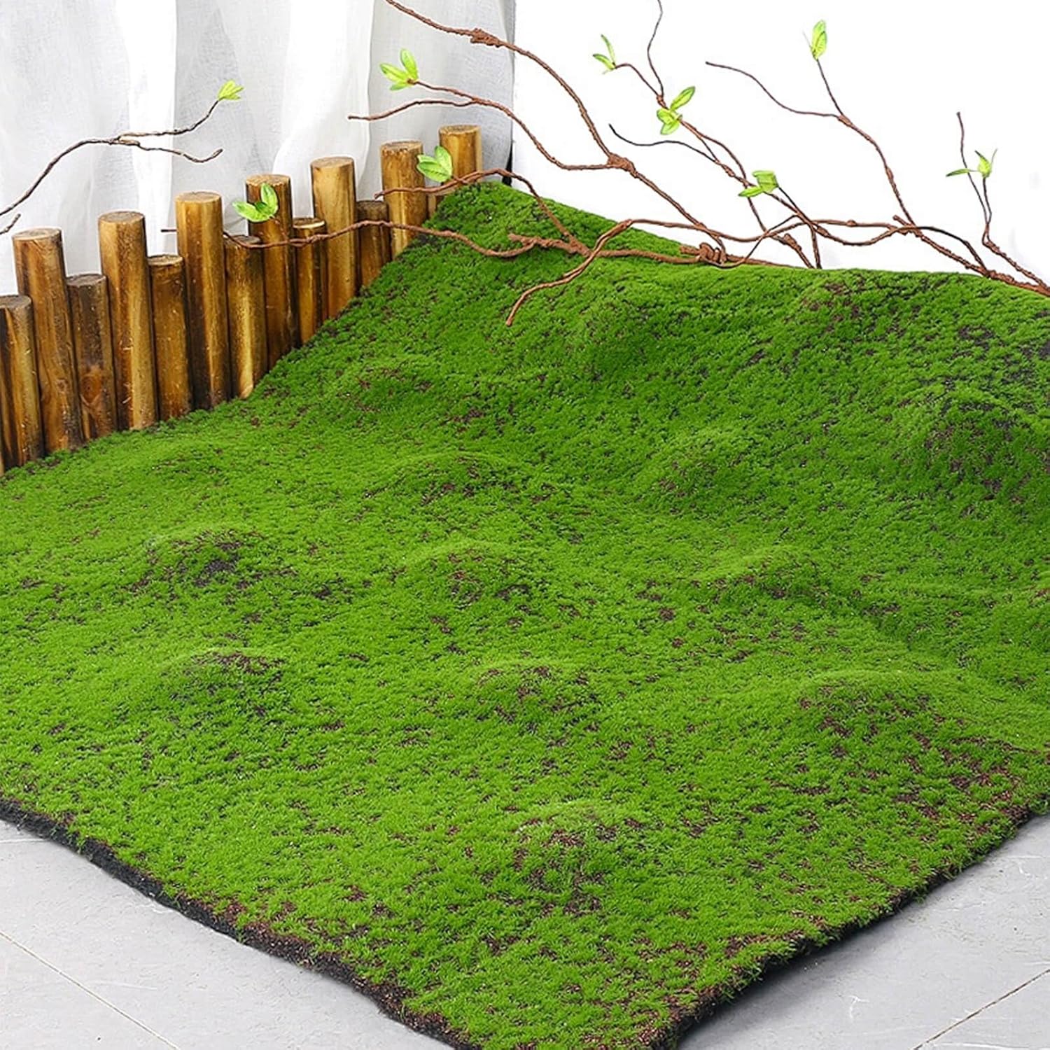 40" x 40"Artificial Moss Mat - Realistic Faux Green Moss Grass for Indoor & Outdoor Decor - Soft, Lush & Natural Looking Turf for Fairy Gardens, Home, Office, Patio, Wedding & DIY Crafts