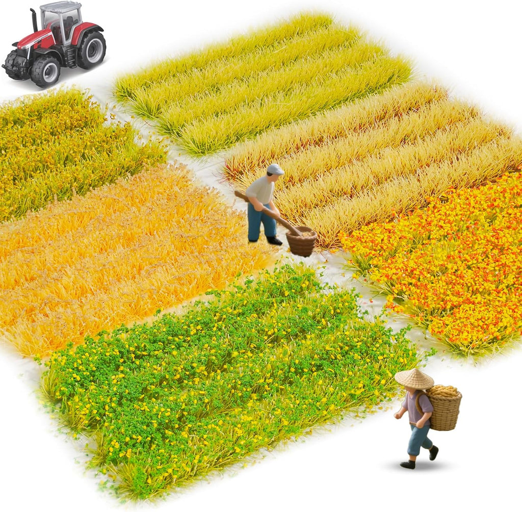 Warmtree 24 Pcs Static Grass Bushy Tufts Lowland Shrubs Model Kit Scenery Model DIY Miniature for Train Landscape Railroad Scenery Sand Military Layout Model War Gaming Terrain Diorama Supplies