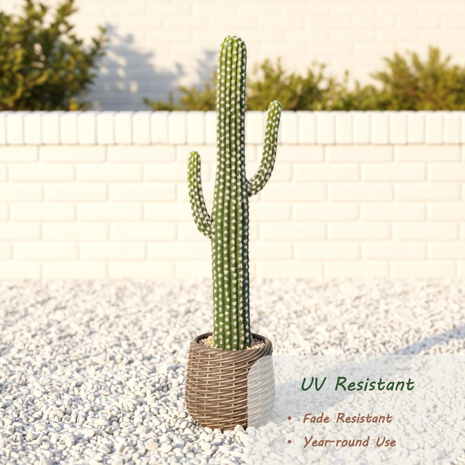 bellacat 32in UV Resistant Fake Cactus with Brown Decorative Pot, Realistic Faux Cactus Plants Indoor, Artificial Cacti for Table Living Room Office Porch Home & Outdoor Decor, 2 Pack