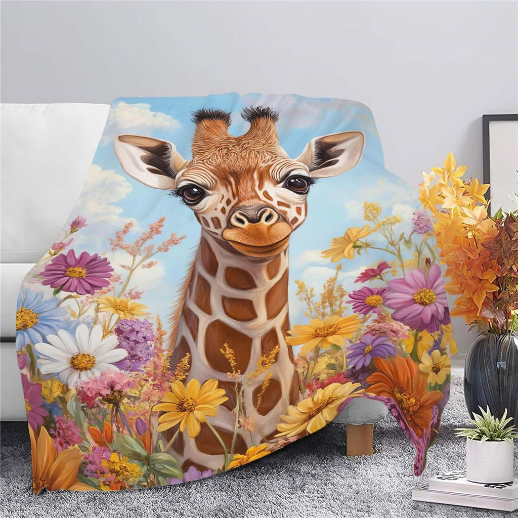 Giraffe Throw Blanket Giraffe Stuff Gifts for Kids Girls Boys Adults Women Man Soft Cozy Warm Plush Fluffy Fuzzy Fleece Blanket Decor 60''X80''