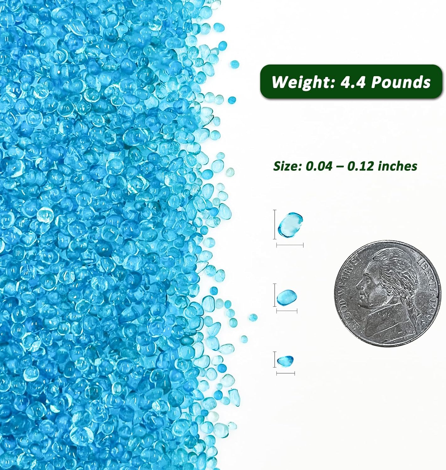 BXI 4.4 Lbs Small Aquarium Substrate Gravel Sand, Polished Smooth Fish Tank Gravel, Colorfast Uncoated Vibrant Blue Sea Glass, Decorative Stones for Vase Fillers, Fairy Garden, Potted Plants