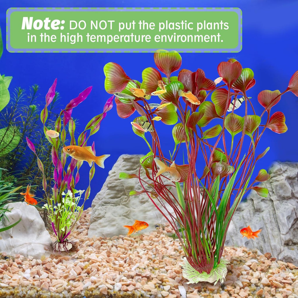 Hamiledyi Artificial Aquarium Plants Fish Tank Decorations, Soft Plastic Green Water Grass for Fish Habitat, Realistic Underwater Décor, Safe for Fish, 2-Pack
