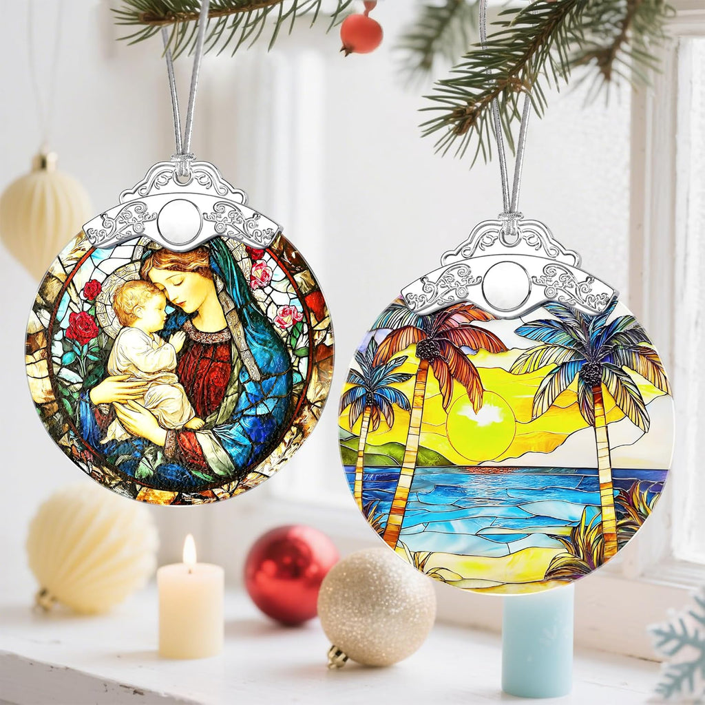 Christmas Ornaments, Christmas Decorations for Tree, Keepsake Ornaments, Holiday Ornament, Holiday & Xmas Gifts, Gifts for Beach Lovers & Travel Lovers - Beach Sunset-Theme