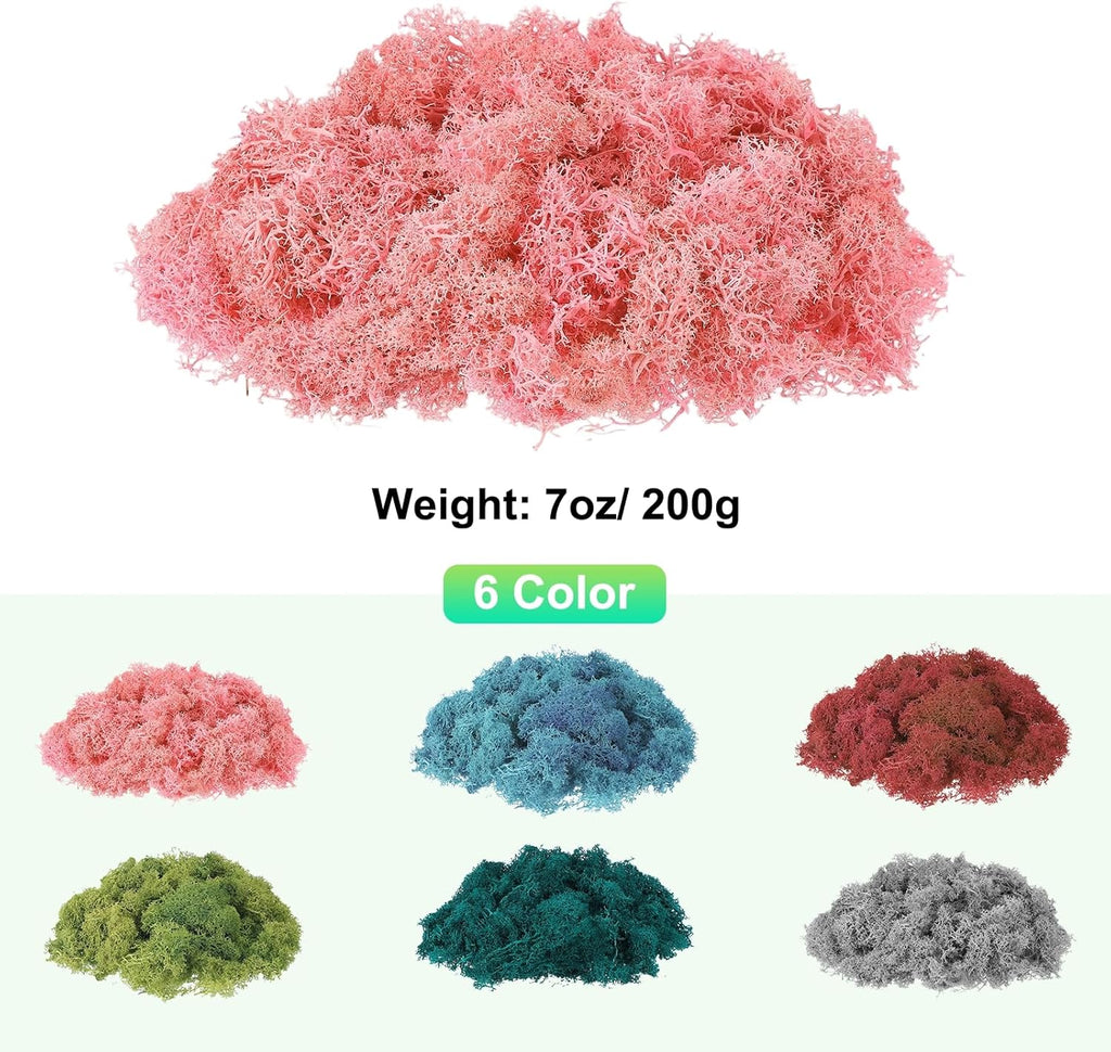 uxcell Preserved Reindeer Moss, 7oz Fake Moss for Crafts Artificial Dried Moss for Decoration Terrariums Potted Plants, Light Pink