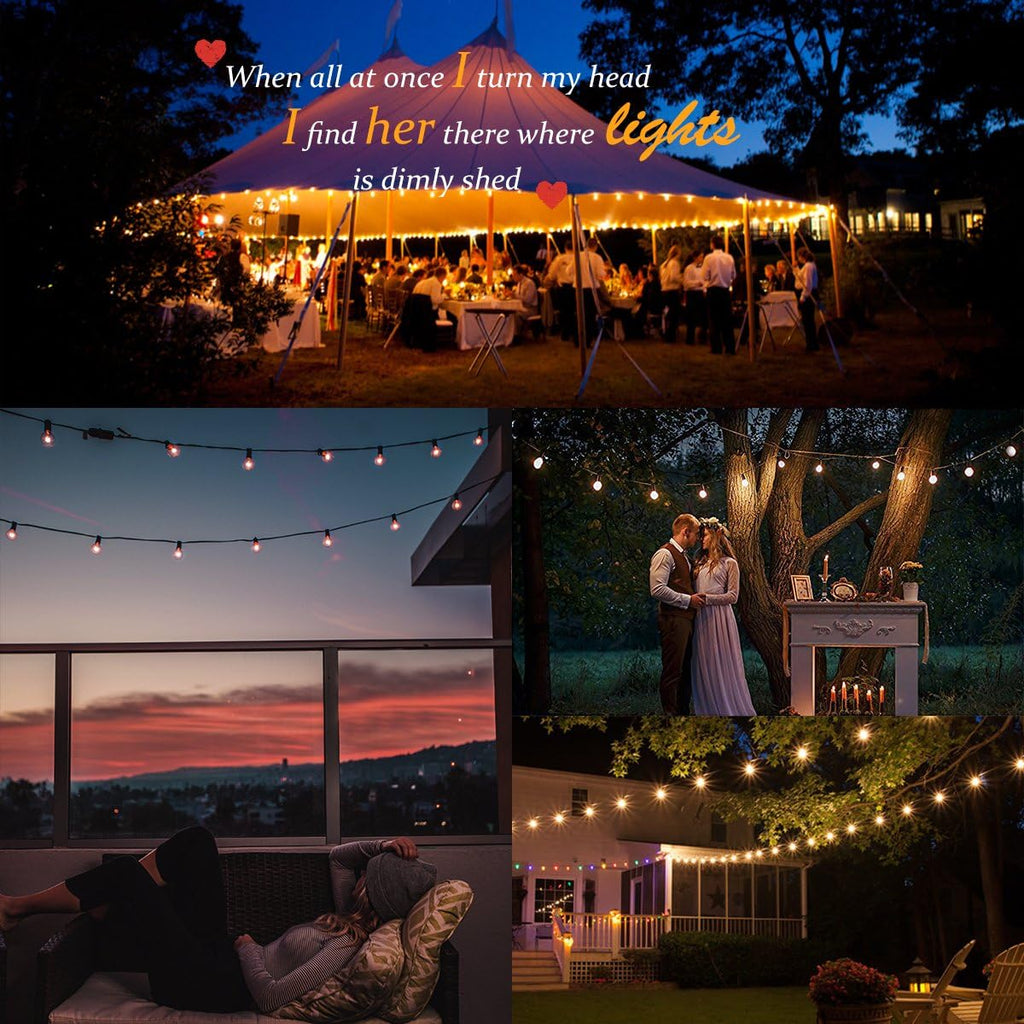Globe String Lights with 27 Clear G40 Bulbs, Connectable Outdoor /Indoor Lights for Wedding Christmas Camping RV Garden Patio Gazebo Porch Pergola Bistro Backyard Balcony Deck, 25ft Black Wire