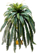 Giant Artificial Boston Ferns for Outdoors Large,Uv Resistant Lifelike Artificial Plants Large,Faux Fern Silk Ferns Look Real,Fake Fern for Outside 88Branches Extended Olive Green,No Base.