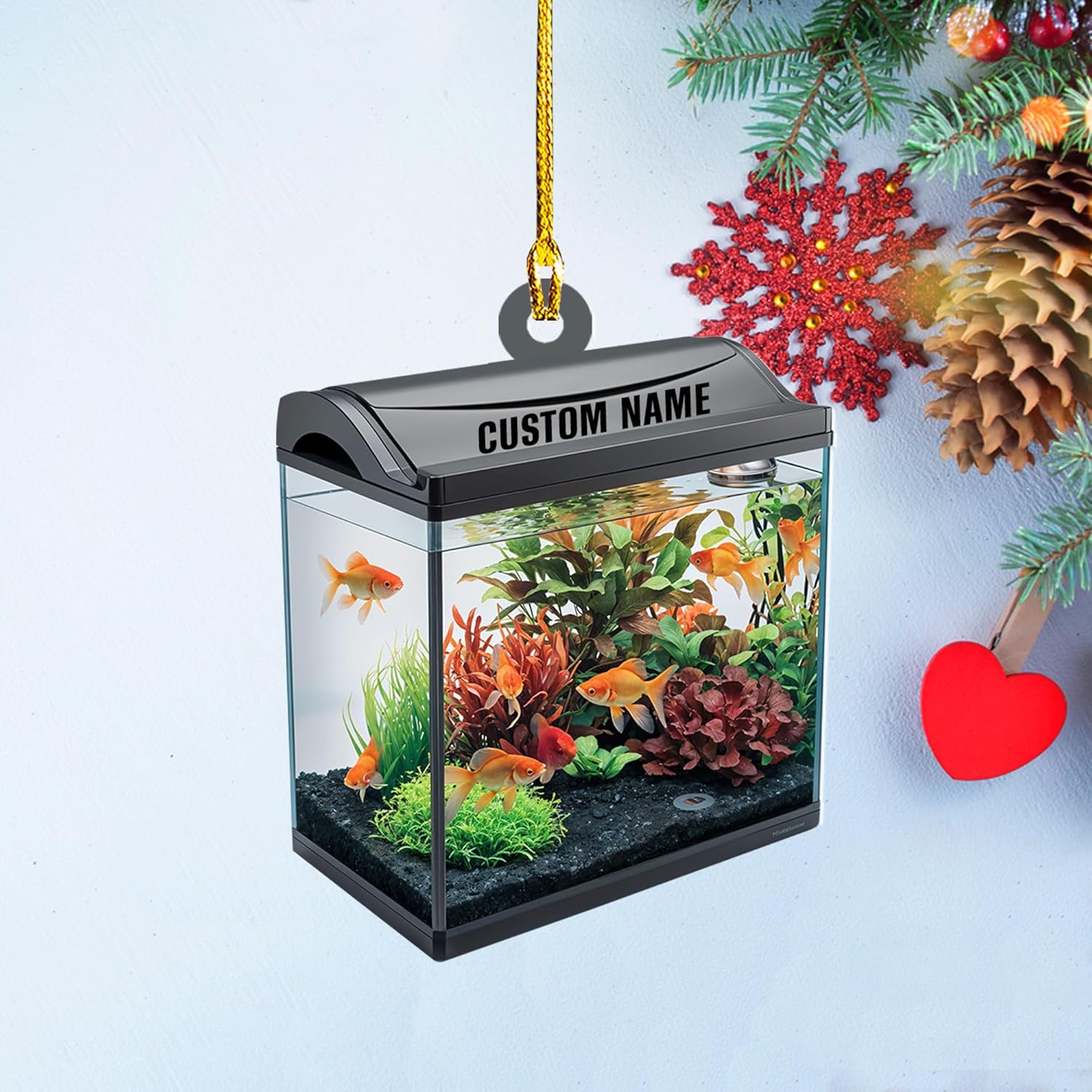 Personalized Aquarium Christmas Ornament, Fish Christmas Ornament, Gift for Fish Lover, Custom Aquarium Christmas Tree Keepsake, Kids First Gift Ideas, Pet Kids Ornament (AFT1)