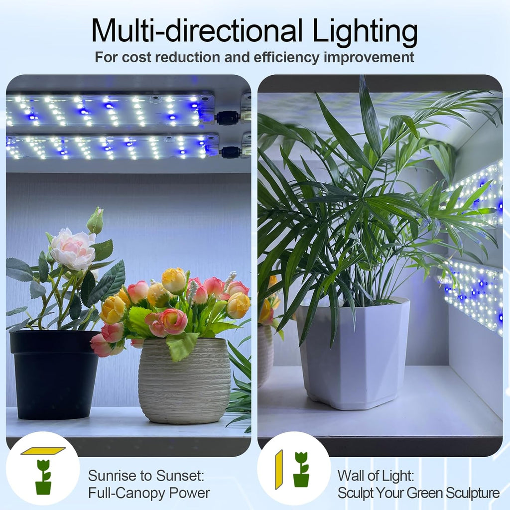 DOMMIA Grow Lights, 40W Linkable Grow Lamps for Indoor Plants Full Spectrum, 6/12/16h Timer, Dimmable Ultra-Thin Plant Light for Indoor Growing, Bluish White, 2-Set