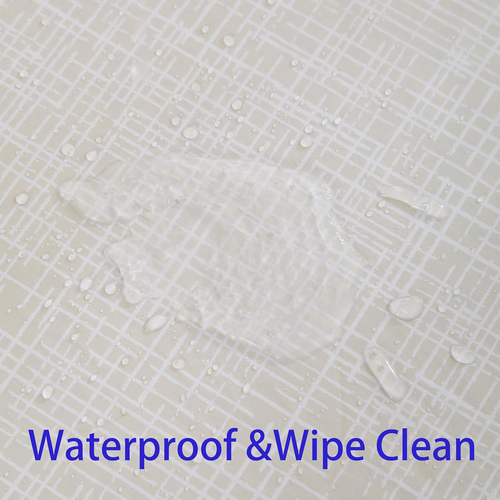 Heavy Duty Vinyl Tablecloth with Flannel Backing Waterproof Oil-Proof Plastic Table Cloth Stain-Resistant Wipeable Rectangle or Square Table Cover for Indoor and Outdoor (Beige Striped,60x84 Inch)
