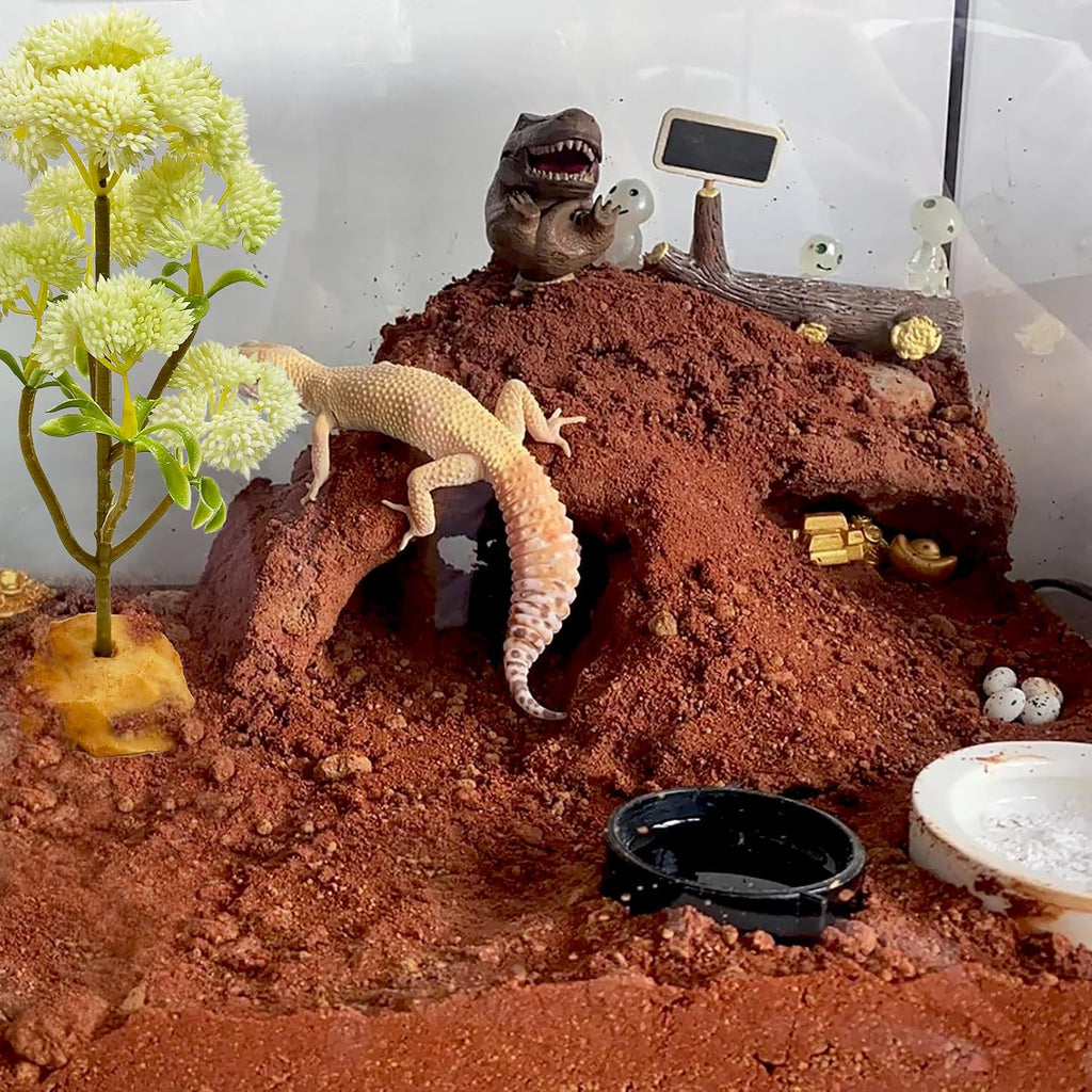 Woyrise Reptile Plants Succulent, Artificial Desert Plant for Terrarium Decor, Bearded Dragon Tank Accessories fit Gecko Lizard Chameleon Ball Python Snake - White Hylotelephium