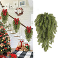 SJL Christmas Swags Stairway Swag, Hanging Teardrop Ornament Faux Winter Pine Wreath Christmas Pine Branches Outdoor Hanging Plants Winter Teardrop Wreath Holiday Decorations for Porch Yard(Green)