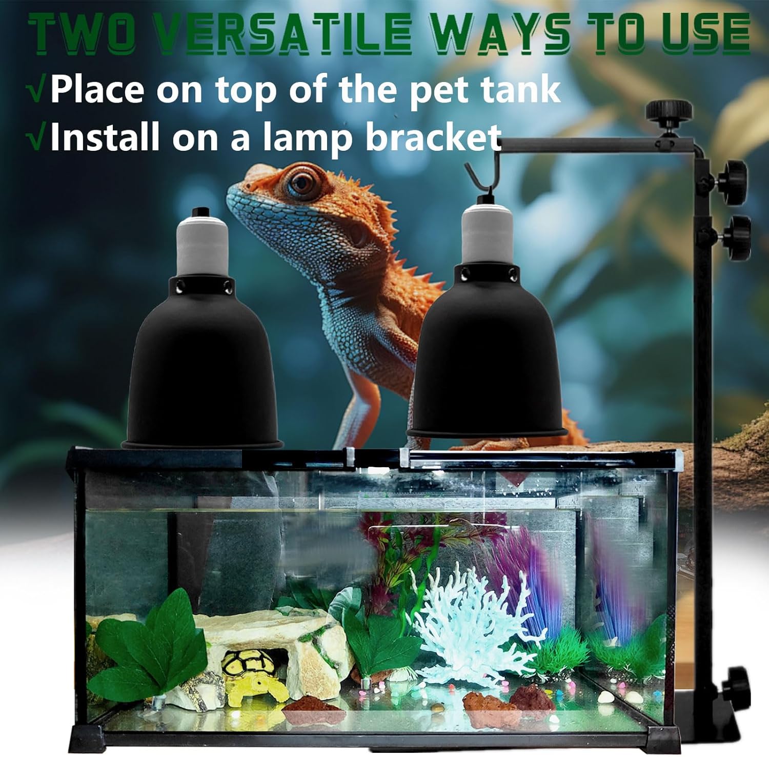 BNOSDM Reptile Light Fixture,5.5 Inch Deep Dome Reptiles Heat Lamp Fixture for UVB UVA Bulb,Heat Basking Bulb,Optical Reflection Heat Lamp Fixtures for Reptile Amphibian Tank Terrariums