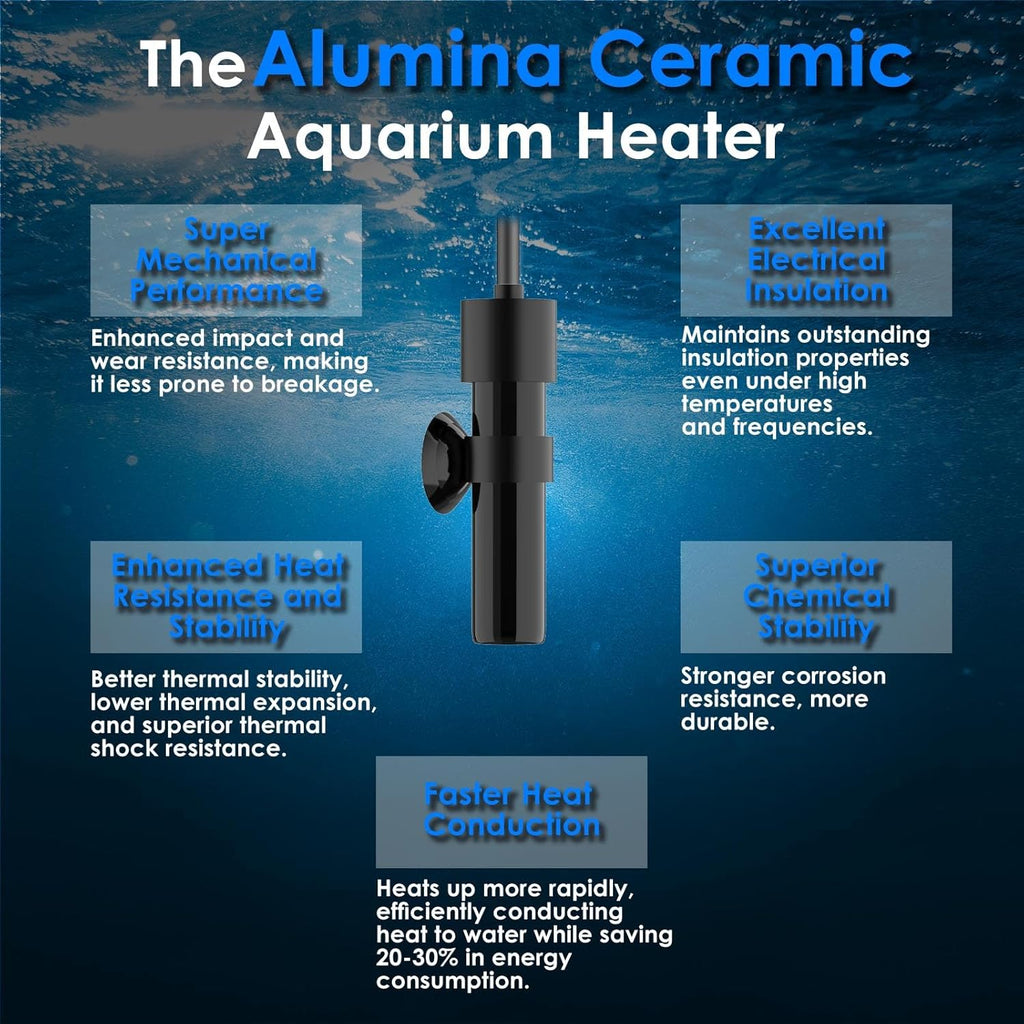 Mini Aquarium Heater 5V/2A USB 10W Super Small Fish Tank Heater with Digital Display Thermostat, Alumina Ceramic Betta Tank Heater Turtle Heater for Tanks up to 1 Gallon