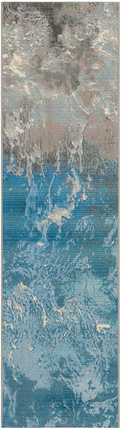 Liora Manne Marina Low Profile Durable Indoor/Outdoor Woven Rug- Surf Ocean 1'11" x 7'6"