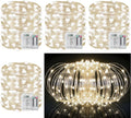33Ft String Lights Battery Operated with Remote Control Timer, 100LED 4 Pack Waterproof 8 Modes Copper Wire Twinkle Fairy Lights for Bedroom Indoor Outdoor Wedding Dorm Christmas Decorations