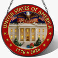 250 Years of America Stained Glass Suncatcher, Stained Glass Window Hanging & Decor, 1776-2026 US 250th Anniversary Ornament, Patriotic Ornament, American Independence Day Gift, July 4 Decor