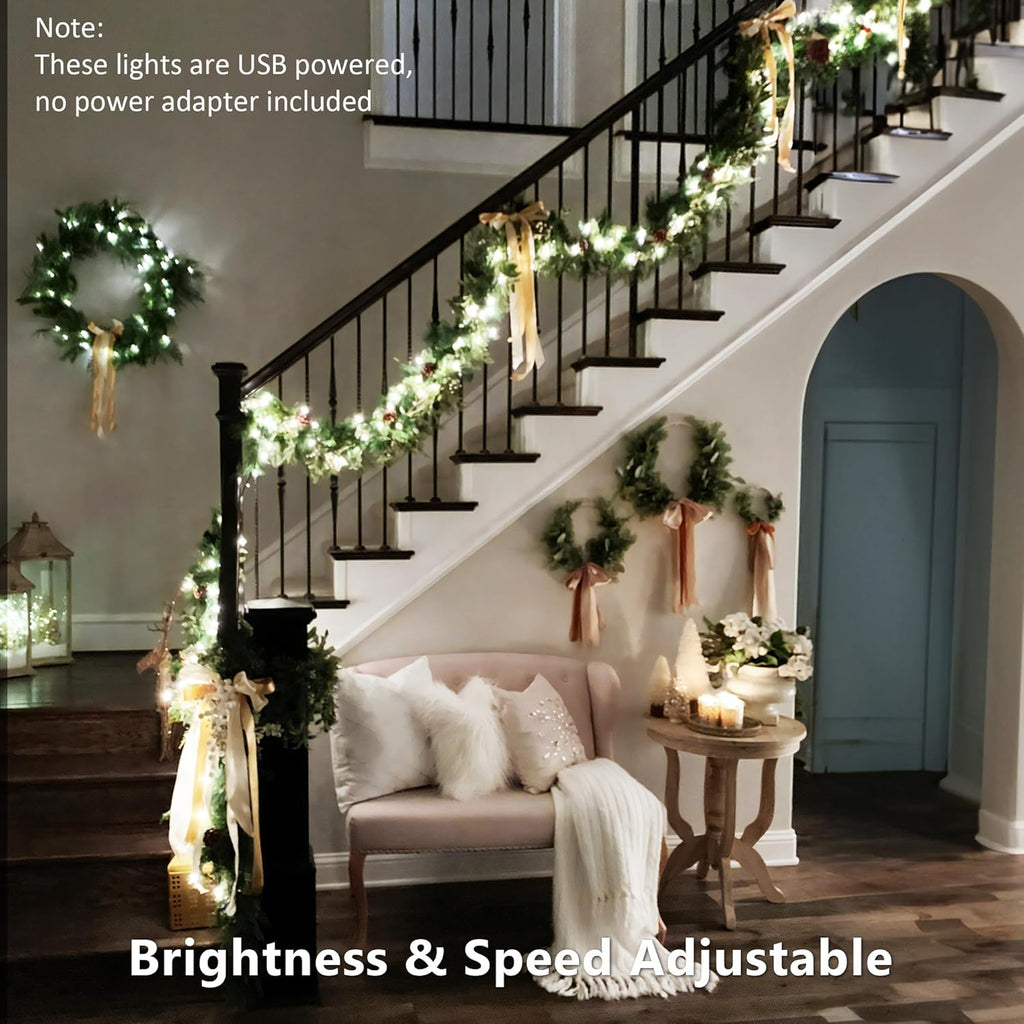 BrizLabs RGB Christmas Lights, 33FT 100 LED Color Changing String Lights with Remote, Dimmable Mini Xmas Light, USB Decorative Light String for Xmas Halloween Mardi Gras Tree Holidays Party Decor