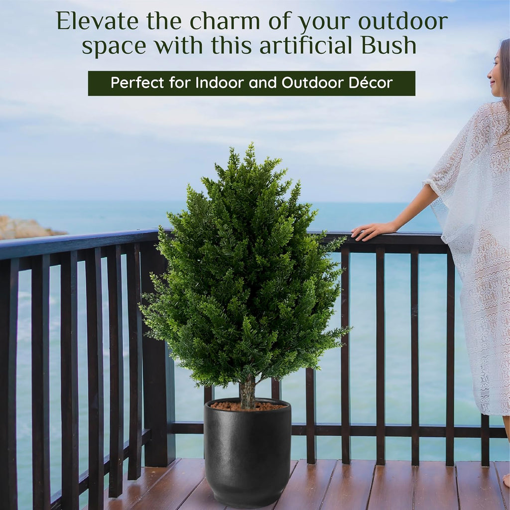 4 PCS-16.5inch Height Artificial Cypress Boxwood Topiary – Breathe Life & Lushness into Any Space – Lifelike – UV-Resistant Great for Indoors & Outdoor - Easy to Install