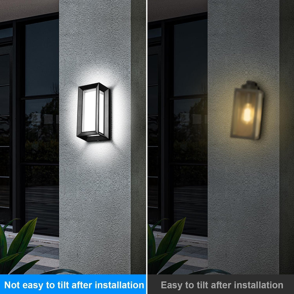 ledmo Modern Outdoor Wall Light with Aluminum Frame, 1800LM Wall Sconce with Acrylic Shade, 18W Porch Light Fixture, IP65 Waterproof Exterior Light for Garage Patio Garden Entryway, 2 Pack