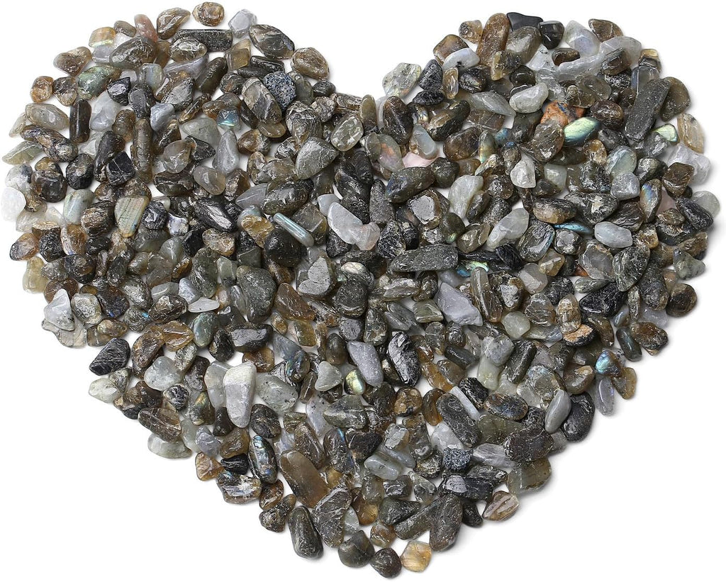 QINJIEJIE Labradorite Crystals Tumbled Chips Natural Stone Gravel Bulk Crushed Rocks Pieces Polished Quartz Stone 0.55Lbs Decorative Fish Tank Pebbles Vase Filler Irregular Shaped Gemstone