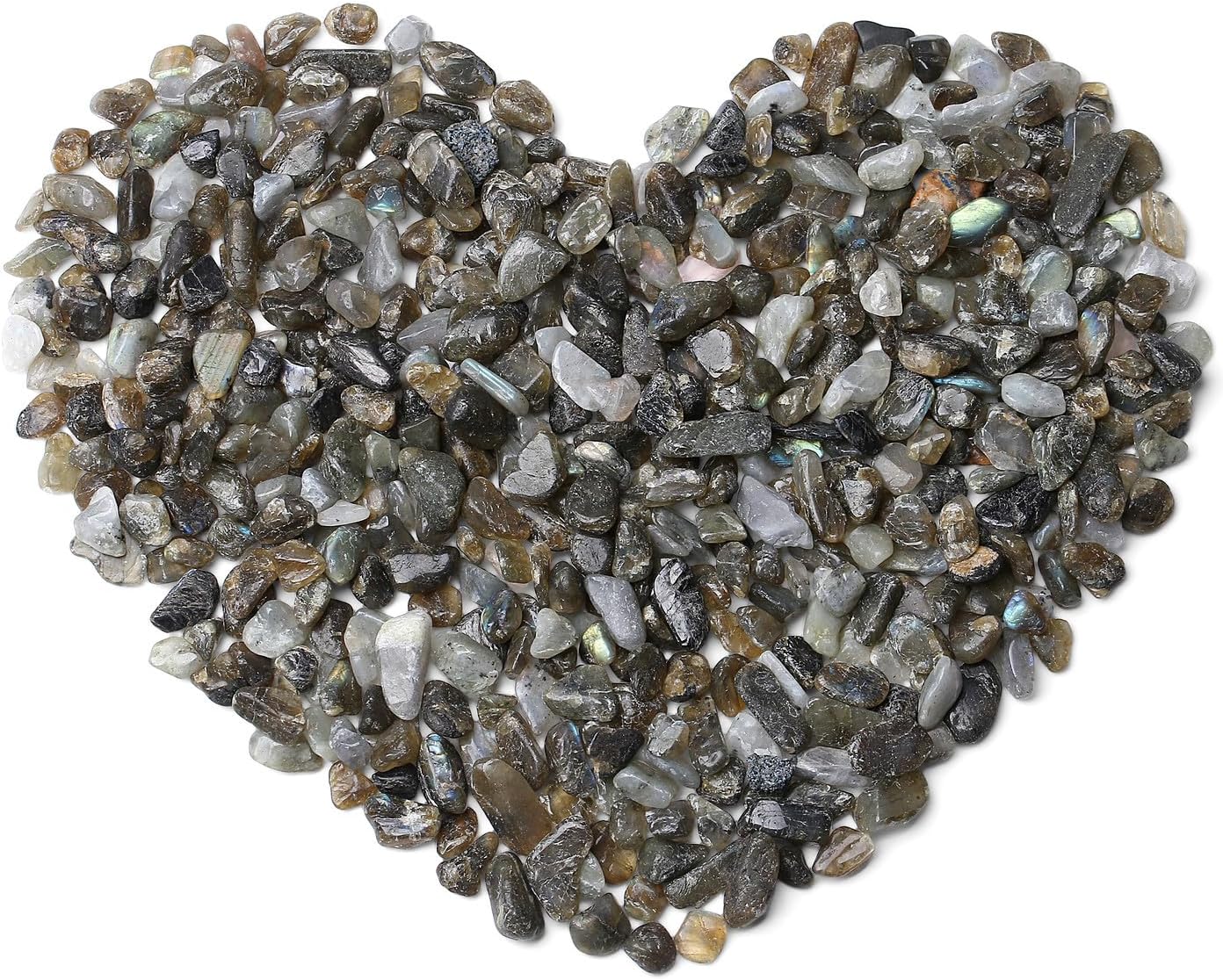 QINJIEJIE Labradorite Crystals Tumbled Chips Natural Stone Gravel Bulk Crushed Rocks Pieces Polished Quartz Stone 0.55Lbs Decorative Fish Tank Pebbles Vase Filler Irregular Shaped Gemstone