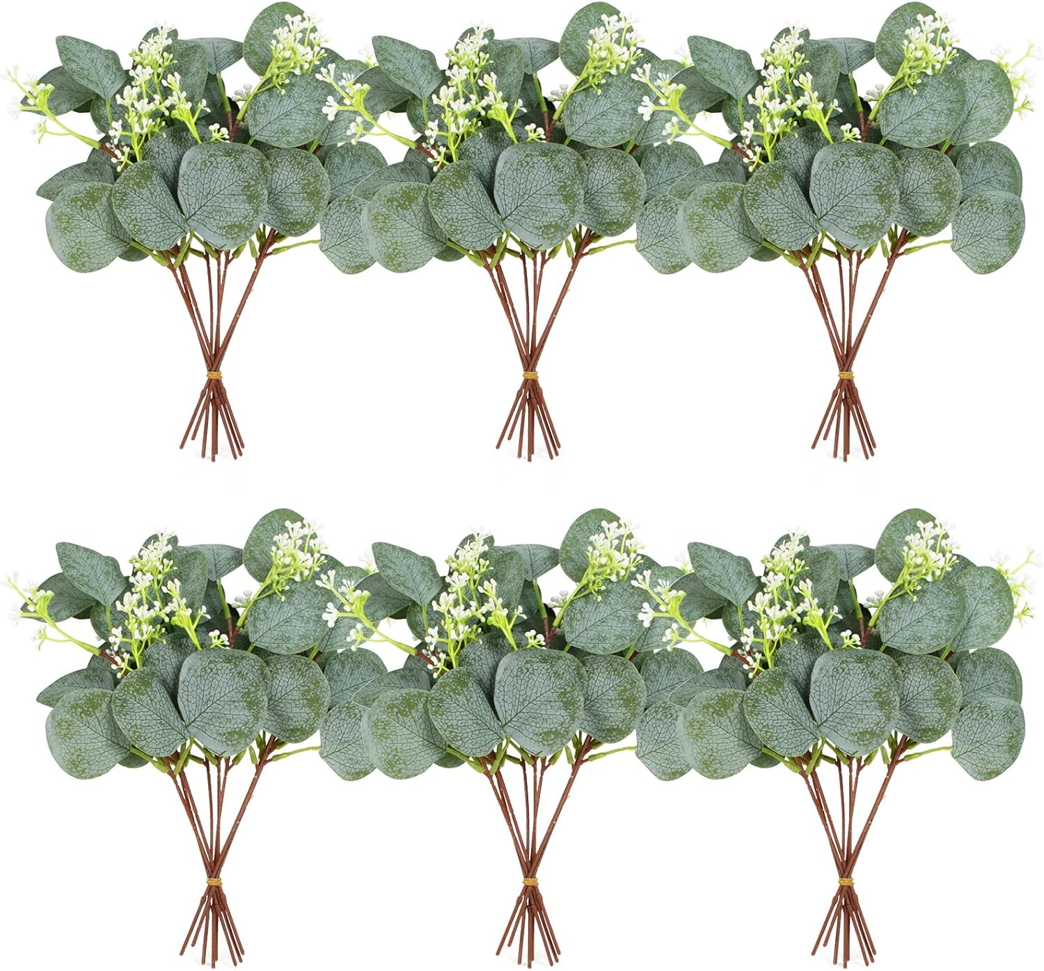40 Pieces of Artificial Greening Eucalyptus Stem Artificial White Seeds Plant Suitable for Family Wedding Vase Center Bouquet Flower Arrangement