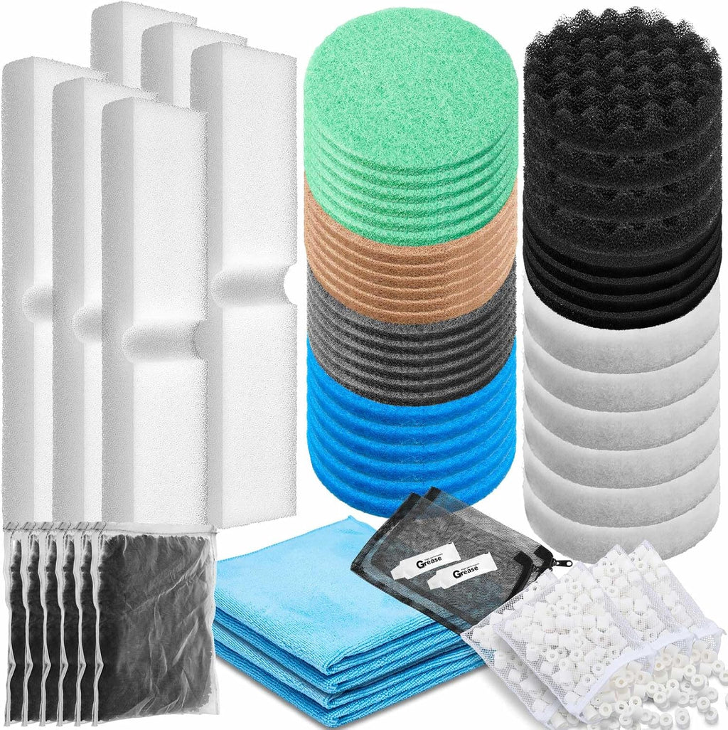 31 Pcs Compatible with Fluval Fx2/Fx4/Fx5/Fx6 Replacement Filter Media Kit, Bio-Sponge+ Pads, Carbon and Water Polishing Pad, Filter Pads, Carbon, Nitrite/Phosphate/Ammonia Remover