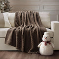 EVERGRACEHOME Chunky Chenille Knit Throw Blanket for Couch, Soft Luxurious Moss Stitch Blankets for Bed, Cozy Decorative Farmhouse Knitted Throws for Sofa, Cocoa Brown, 50" x 60"