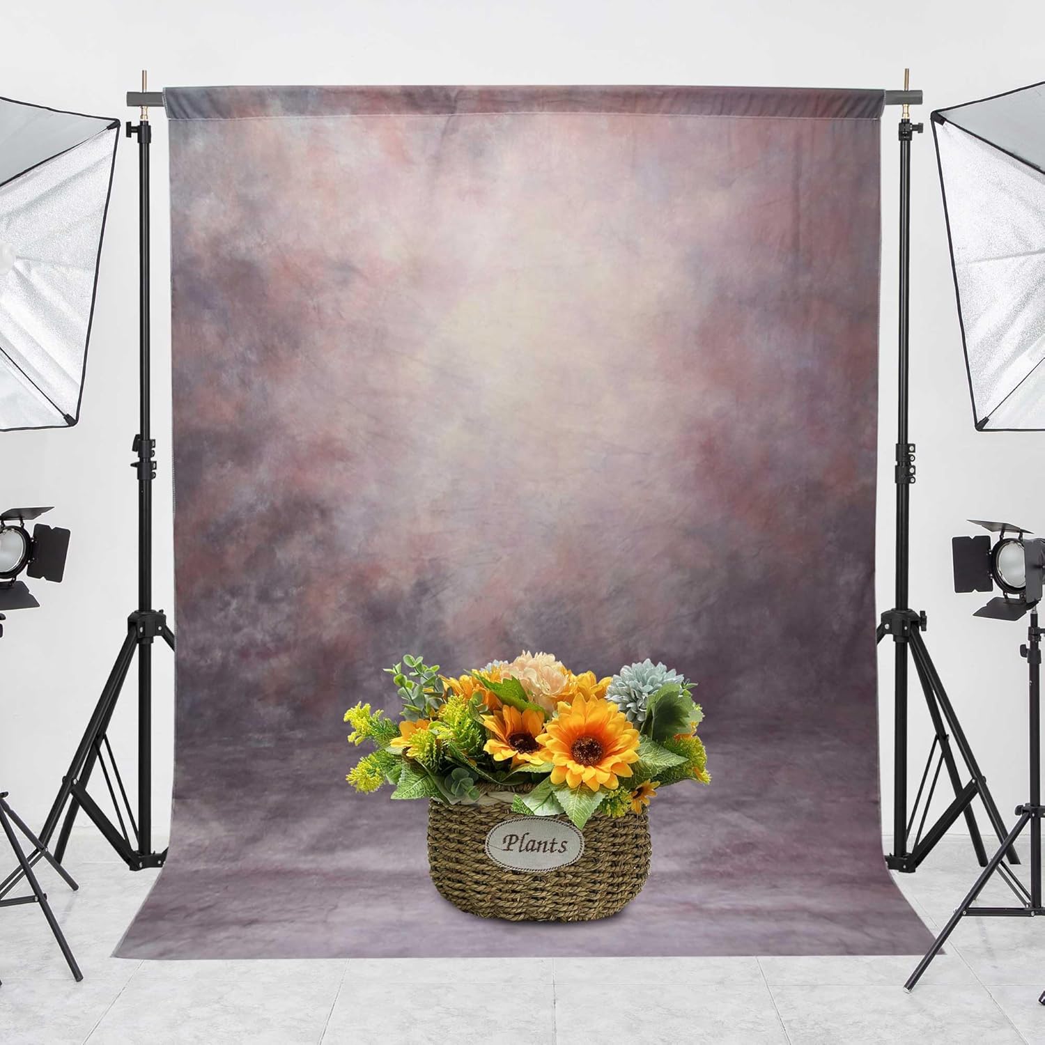 Abstract Professional Photography Backdrop for Portrait Photo Props Booth Background Photoshoot Studio with Polyester Fabric Roller Pocket on Top (8x12,Purple,No Stand)
