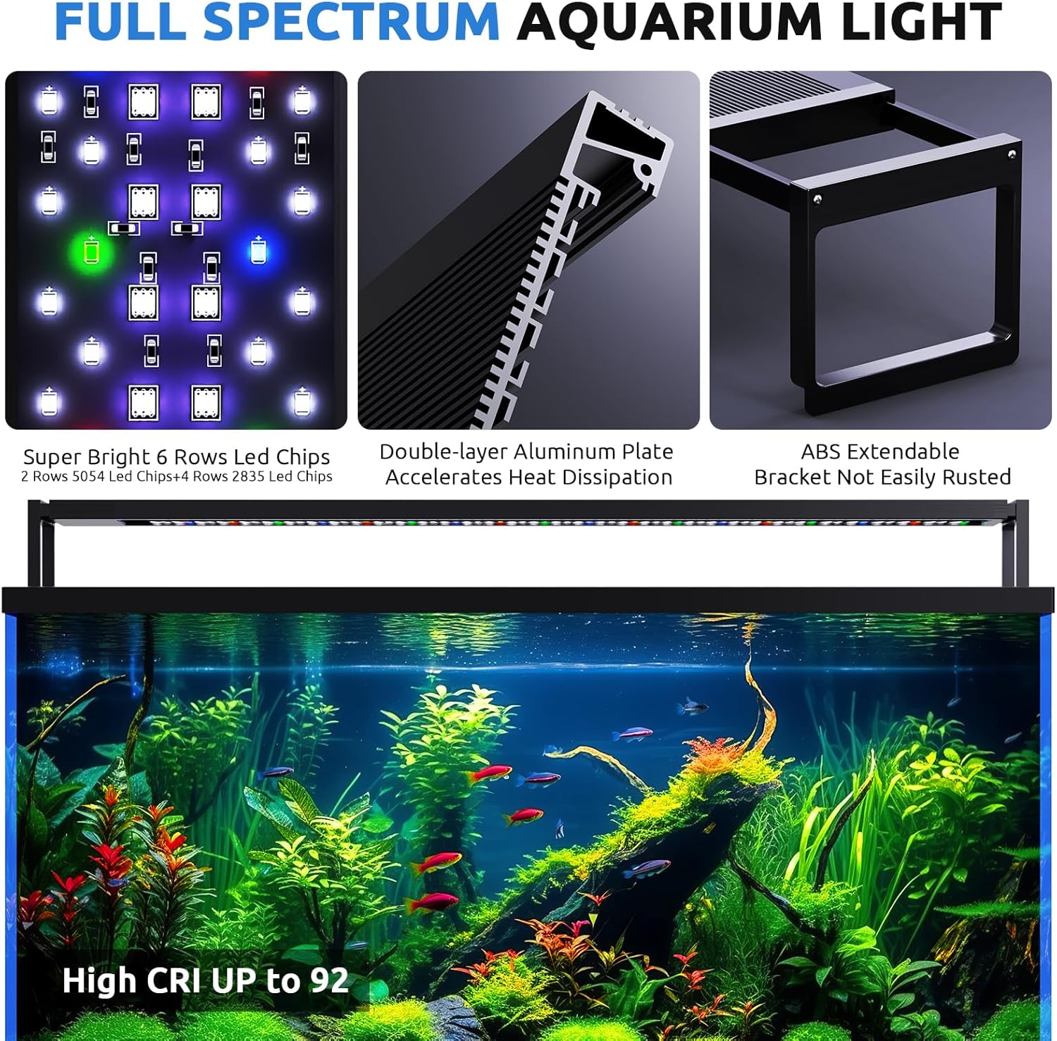 SEAOURA 24/7 LED Aquarium Plant Light for 18-24 Inch Fish Tank, Auto On Off with Timer, 9 Colors, Adjustable Brightness, Daylight & Moonlight Mode, Full Spectrum Fish Tank Light for Plants, 26W