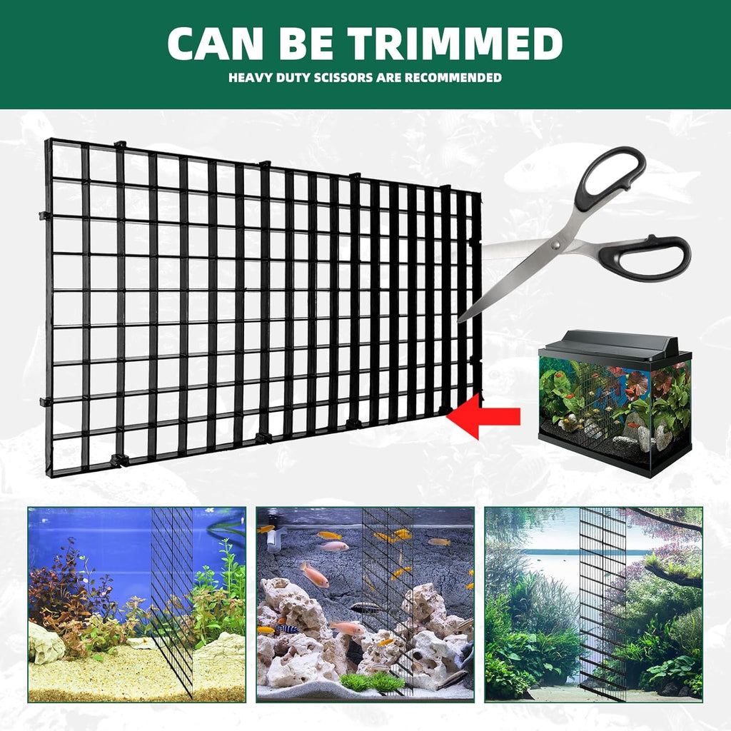 soujkooy 8Pcs Fish Tank Divider, 5.9x11.8in/15X30cm Aquarium Filter Bottom Divider Plastic Grid Tray Egg Crate, Fish Tank Bottom Isolation with 10 Sucker Clips and Bracket Ties