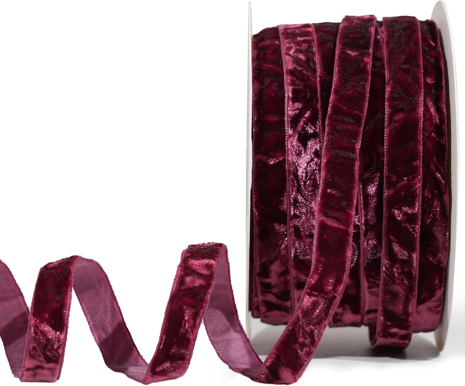 MAYREEL 3/8 Inch Burgundy Crushed Velvet Ribbon Maroon Vintage for Flower Bouquet Gift Wrapping Wedding Invitations Crafts Christmas Decorations Party 25 Yards