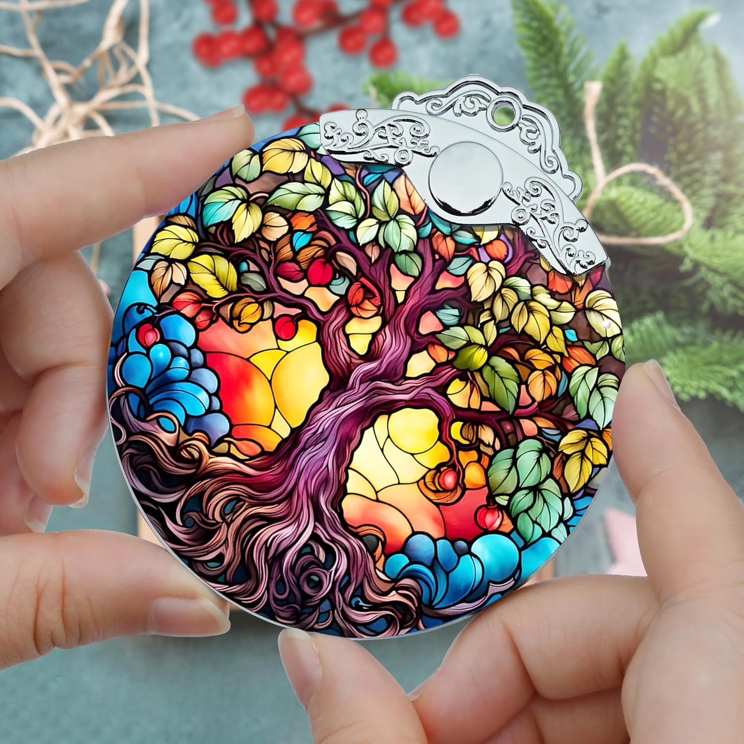 Tree of Life Christmas Ornament, Stained Glass Decor, Gifts & Holiday Ideas