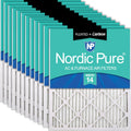 Nordic Pure 20x25x1 (19 1/2 x 24 1/2 x 3/4) Pleated Air Filters MERV 14 Plus Carbon 12 Pack