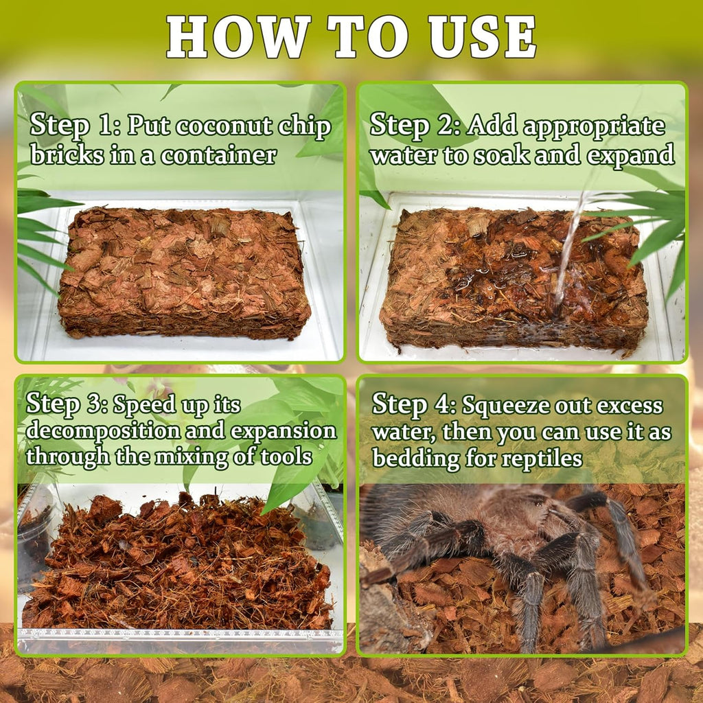ZeeDix Coconut Husk for Reptiles, Organic Coconut Chips Substrate Coco Husk Snake Bedding, Coco Coir Chips Reptile Substrate for Ball Python, Tortoises, Geckos, Lizards, Hermit Crab, Lizard, Tarantula