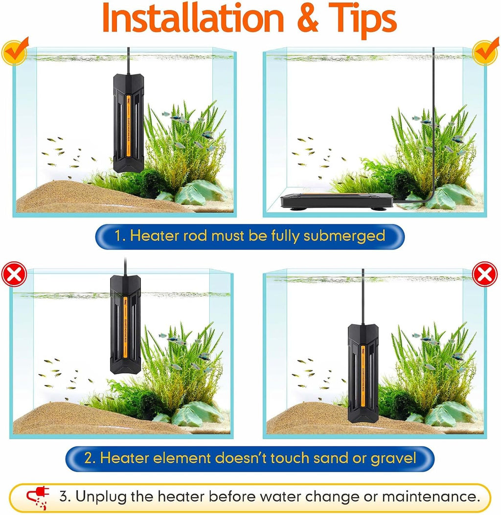 hygger 500W Aquarium Heater with Controller, Adjustable & Submersible Fish Tank Heater with Digital Display Safety Triple Protection Beeping Alarm for Saltwater and Freshwater 65-135 Gallon