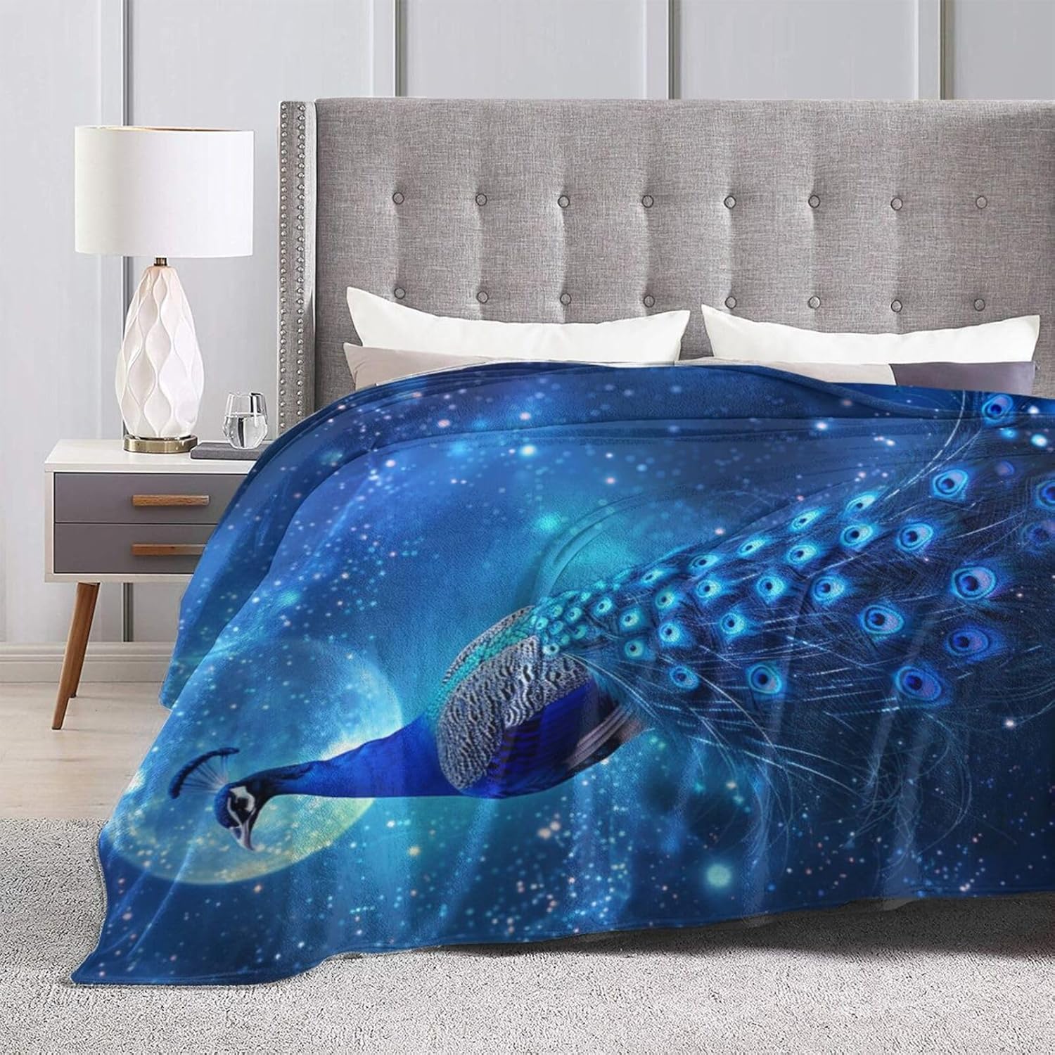 Peacock Blanket Peacock Throw Blanket Animals Flannel Stuff Merch Cozy Decor Fleece Plush Fuzzy Warm Soft Lightweight Bedding Gifts for Girls Women Men Boy Couch Sofa 50"X40"