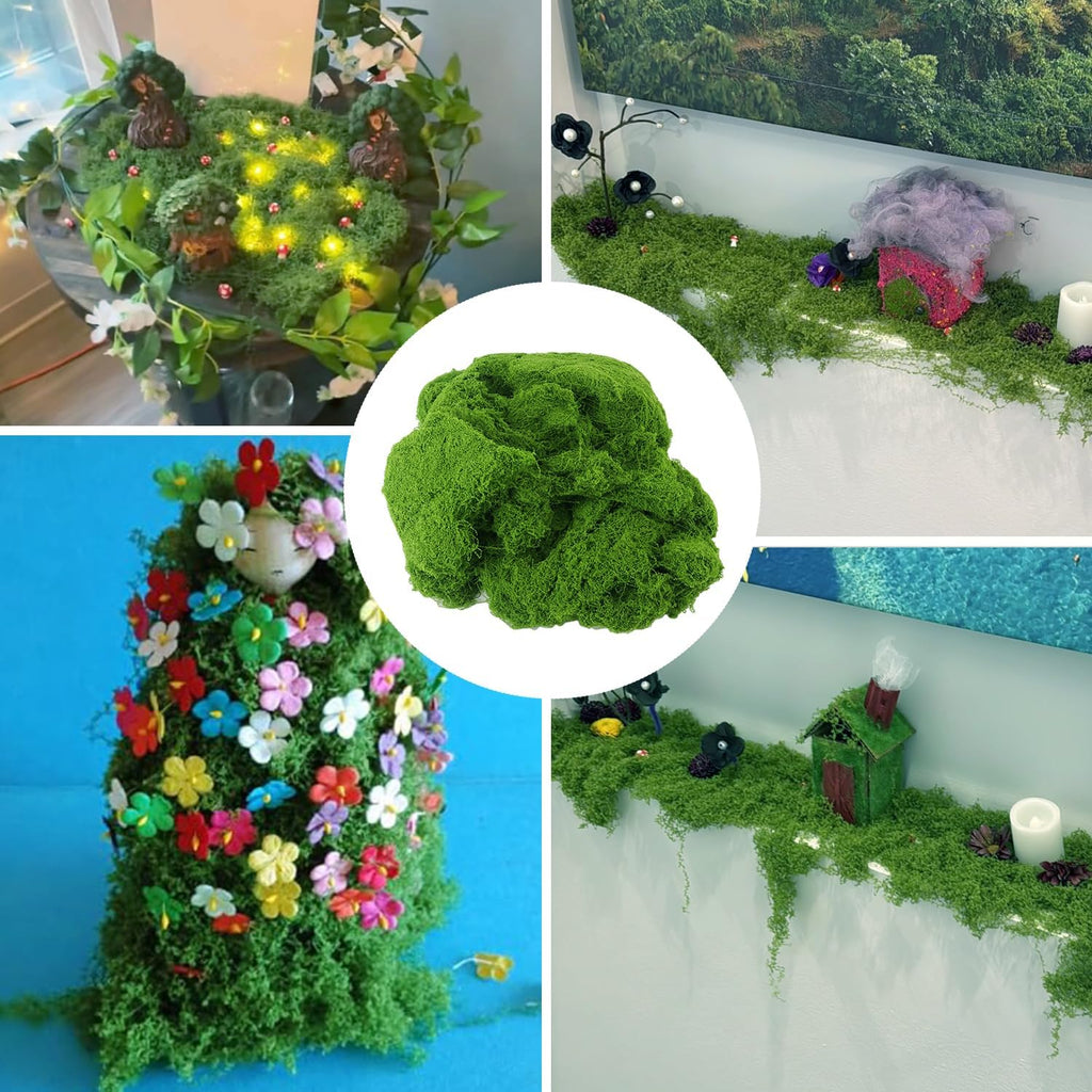 35 OZ Artificial Moss for Potted Plants, Premium Green Fake Moss for Crafts, Indoor and Outdoor Planters, DIY Decor and Fairy Gardens
