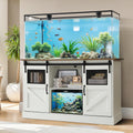 Fish Tank Stand with Power Outlet, Aquarium Stand w/Sliding Barn Doors, 55-75 Gallon Fish Tank Stand w/Cabinet for Accessories Storage for 2 Fish Turtle Tank Reptile Terrarium, 1000 LBS (White)