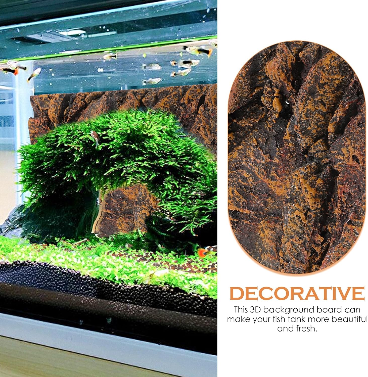 Milisten PU Rock Terrarium Background Board Realistic Aquarium Decorative Panel for Reptile Tanks Fish Tanks Turtle Habitats Lightweight Simulation Scenery