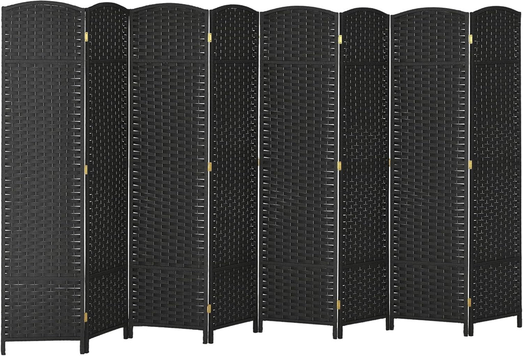 HOMCOM Room Divider, 8 Panel Folding Privacy Screen, 5.6' Tall Freestanding Wall Partition for Home Office, Bedroom, Black