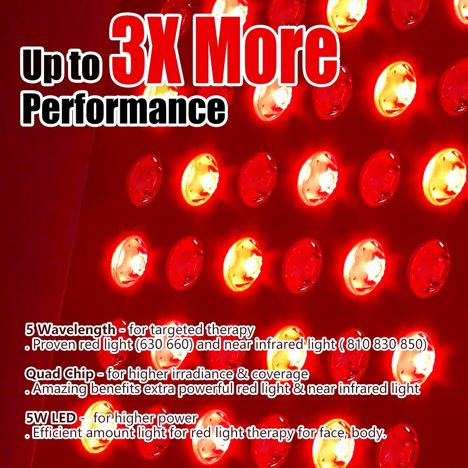 Red Light Therapy for Body & Face - 630nm 660nm 810nm 850nm 940nm 5 Wavelengths Infrared Red Light Therapy Panel Skin, Muscles & Recovery – 63 Dual Chip LED Therapy Light Device with Stand