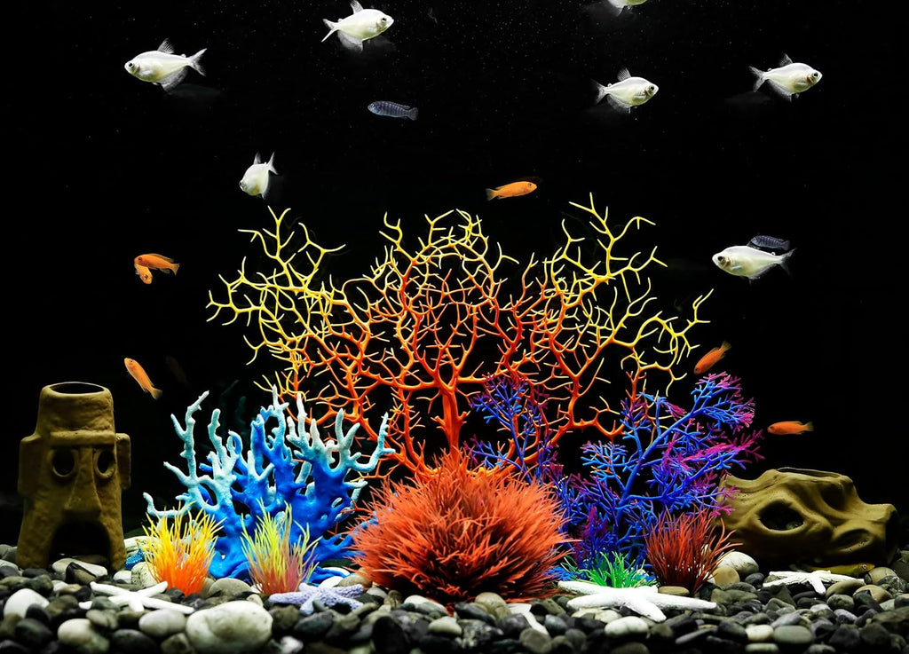 MyLifeUNIT Aquarium Plants, 7 Pack Artificial Coral Ornament for Fish Tank Decorations (Multicolor)