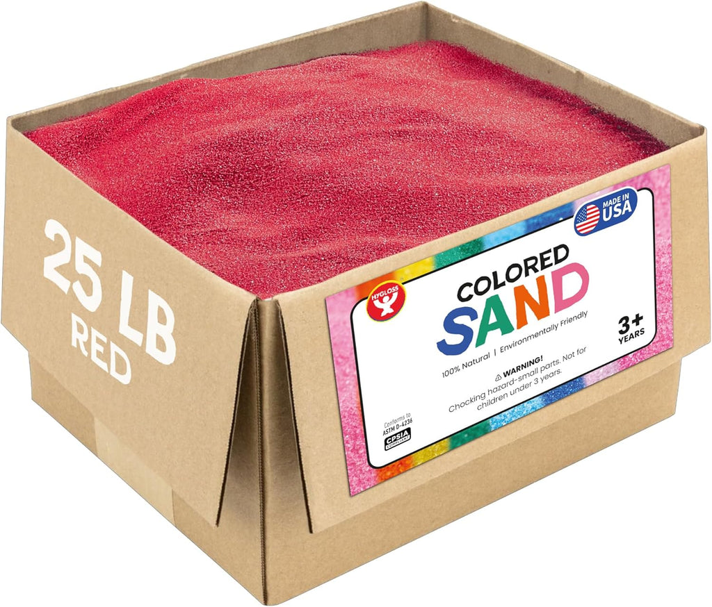 Hygloss Colored Sand for Crafts – 25 lb, Red – Vibrant Colorful Fine Sensory Play Sand Art Kits for Kids – Classroom Activities for Children 3 4 5 6 7 8 9 10 11 12 – Safe for Ages 3+