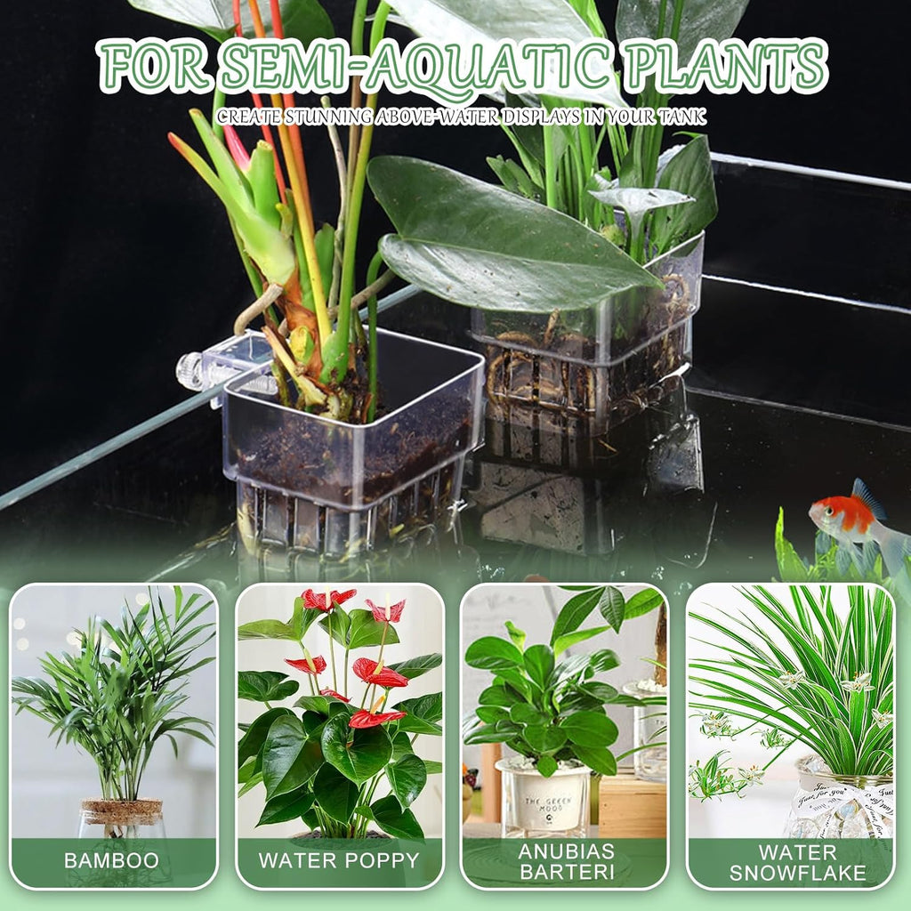 12PCS Aquarium Plant Holder Rimmed Tank Clear Fish Tank Plant Holder Aquarium Live Plants Hanging Aquariums Planter Holders for Fish Tank Aquaponic Plants Cultivation and Aquascape Decorations