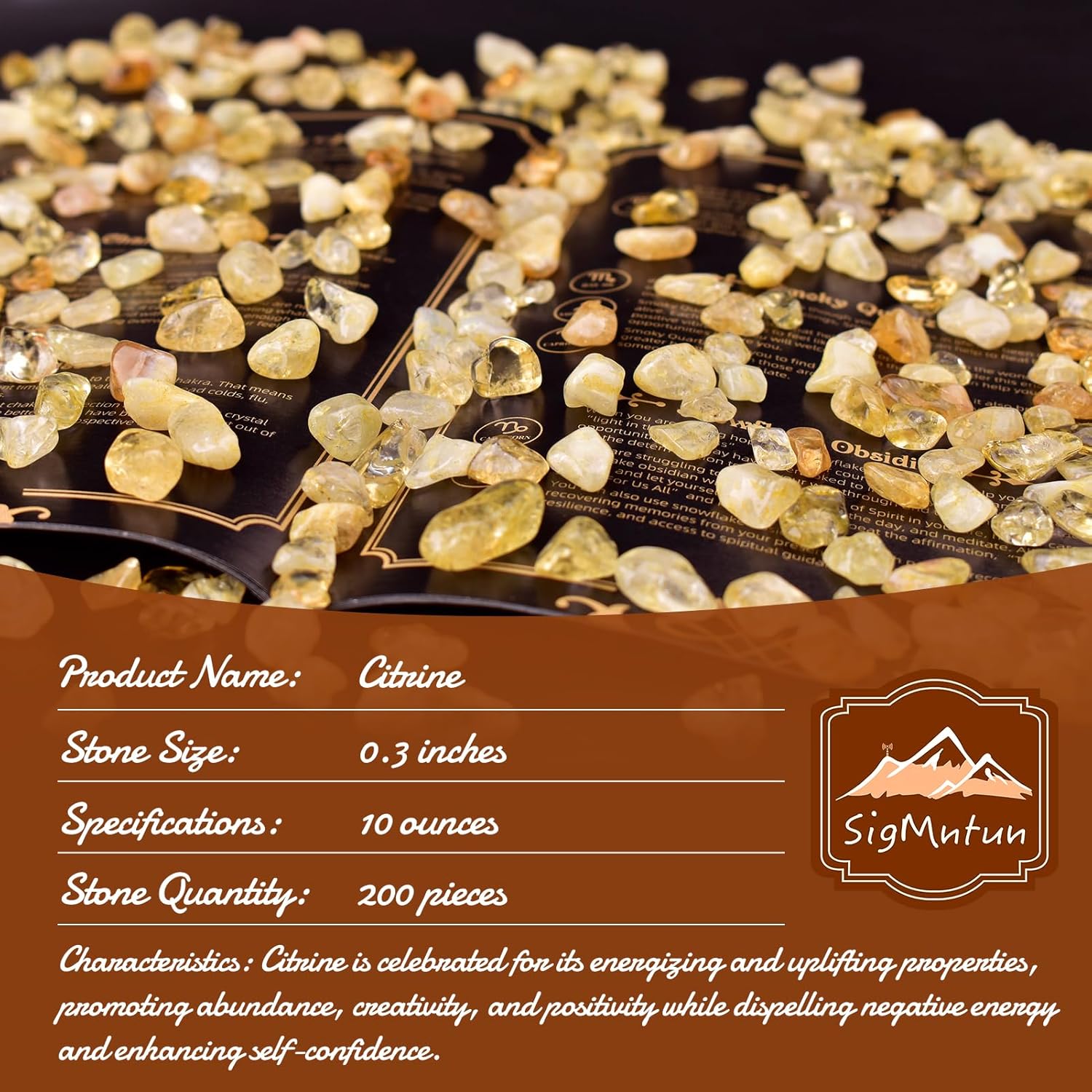 Polished Brazilian Citrine Crystal Chips 200 Pcs - 0.3" 10 oz Tumbled Stone Chips Crushed Sea Glass Stones Healing Reiki Crystal Making Home Decoration