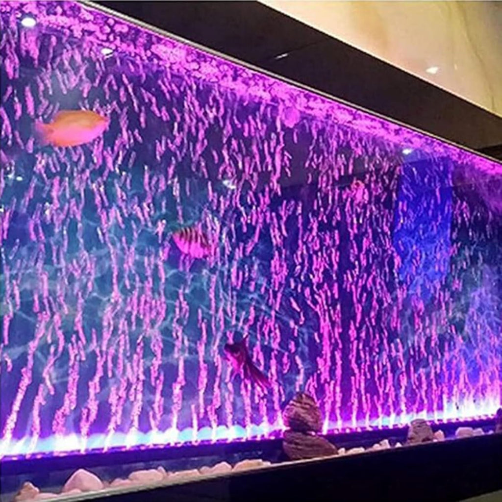 LED Aquarium Lights for Fish Tank,Submersible Fish Tank Light with Air Bubbler Hole Bubble Wall RGB Color Changing Brightness Adjustable Waterproof Remote Control Bubble Tube Light,7W 26inch