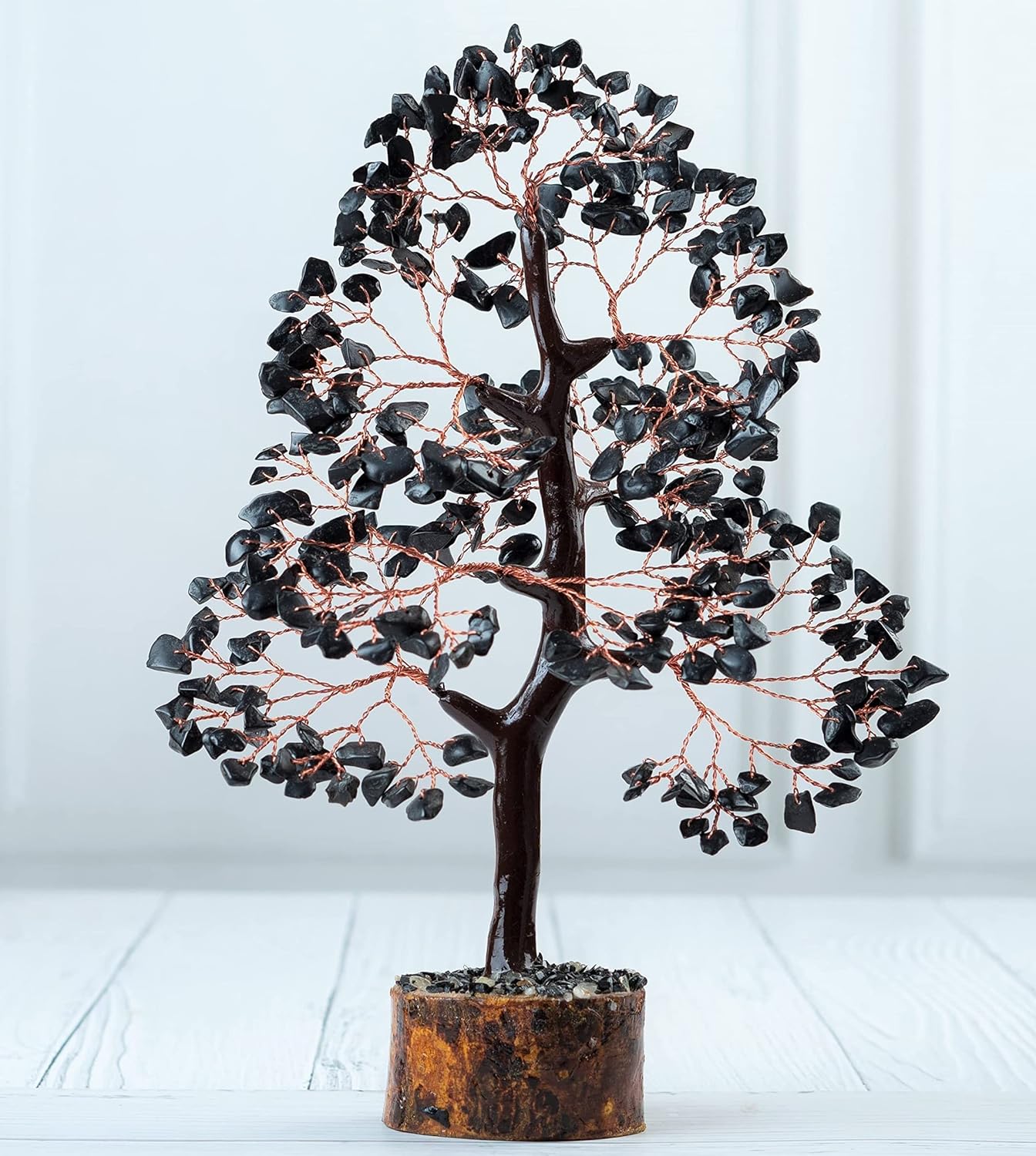 Crocon Black Tourmaline Tree of Life - Crystal Gemstone Chakra Healing Stone - Feng Shui Money Tree - Handmade Spiritual Crystal Gifts